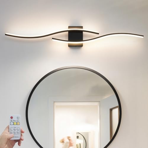 Daunton Black Vanity Lights Fixtures Over Mirror, Modern LED Bathroom Light Fixture with Remote Control, 3CCT Dimmable Bathroom Vanity Light 40.5 inch Wall Sconce Lighting for Bedroom, Living Room - color: Black