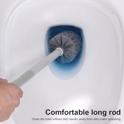 Toilet Bowl Brush and Holder,Toilet Brush with Crevice Cleaning Brushes,No Dead Corner Clean Wall Mounted Compact Toilets Brushes Set,Durable Bristles for Bathroom,RV(White Grey)