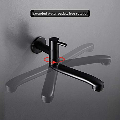 Wall-Mounted Black Cold Water Faucet Washing Machine Mop Pool Garden Taps (21cm) - size: 21cm
