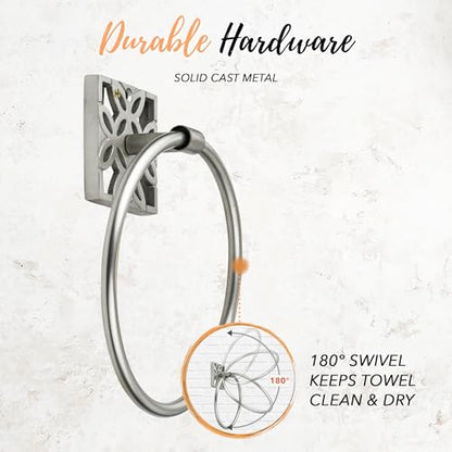Autumn Alley 5 Pieces Nickel Bathroom Accessories Set, Wall Mounted – Silver Toilet Paper Holder, Chrome Bath Towel Holder, Brushed Nickel Towel Ring & Silver Bathroom Hardware Set Complete - color: Silver Brushed Nickel