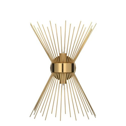 2-Light Bathroom Vanity Light, Mid-Century Modern Starburst Gold Wall Sconce, Bedside Electroplate Brass Wall Light Fixture, Wall Lamp for Powder Room Bedroom Bathroom Hallway Entryway, Set of Two
