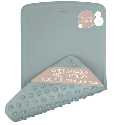 HEVEA Baby & Toddler Bath Mat - 100% Natural Rubber Non Slip Bathtub Mat for Baby - Upcycled, Danish Design - Safe & Sustainable Bathroom Essential (Ocean) - color: Ocean, size: 21.7" x 12.6" (Rectangular)