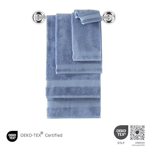 CTT - Luxury 6 Piece Towel Set, 100% Turkish Cotton, Quick Drying, Highly Absorbent & Comfy, Includes 2 Bath Towels, 2 Hand Towels & 2 Washcloths | (Blue) - color: Blue, size: 6-Piece Towel Set