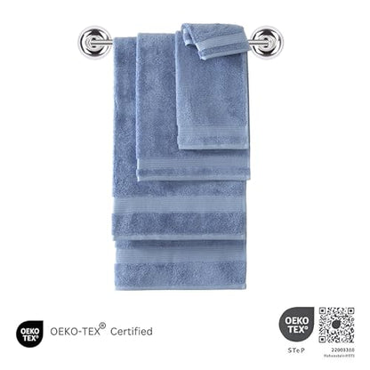 CTT - Luxury 6 Piece Towel Set, 100% Turkish Cotton, Quick Drying, Highly Absorbent & Comfy, Includes 2 Bath Towels, 2 Hand Towels & 2 Washcloths | (Blue) - color: Blue, size: 6-Piece Towel Set