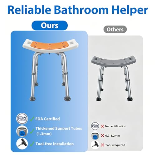 Adjustable Shower Chair for Bathtub, Non-Slip Seat for Seniors & Disabled | FSA/HSA Shower Stool for Inside Shower, Bath Chair with Padded Seat & Drainage Holes for Inside Standard Tub Use, 300LBS