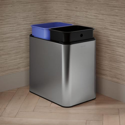 Kohler K-31315-ST 22-Liter Dual-Bin Open-Top Trash Can, Stainless Steel - color: Stainless Steel, size: 5.8 Gallon - Open Top