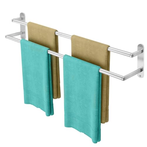 Double Towel Bar 32 Inch, Towel Rack for Bathroom, Wall Mount Bathroom Towel Holder, Stainless Steel Bathroom Towel Rack, Double Towel Hanger Towel Rod(Brushed Nickel) - size: 32 Inch