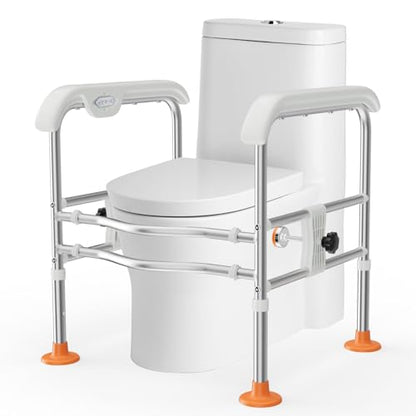 SPECILITE Toilet Safety Rails for Seniors (665lbs), Fits Most Toilets | Heavy Duty Adjustable Foldable Toilet Safety Frame with LED Light, Stable Stand-Up Support for Elderly & Disabled - size: Toilet Rails - Standard