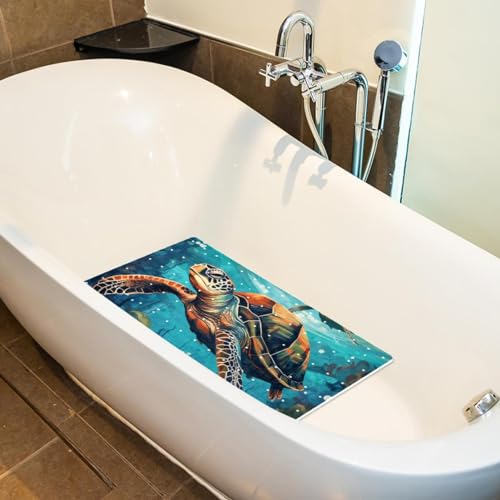 Bathtub Mats for Shower Tub, Sea Turtle Undersea Pattern Anti-Slip Bath Mats for Inside Tub, Bathroom Shower Mats with Drain Holes and Suction Cups - color: Multi 06