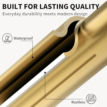 Adhesive Towel Holder for Bathroom Brushed Gold No Drill Hand Towel Ring Stainless Steel and Zinc Alloy Self Adhesive Towel Hanger for Bath, Kitchen - color: Brushed Gold
