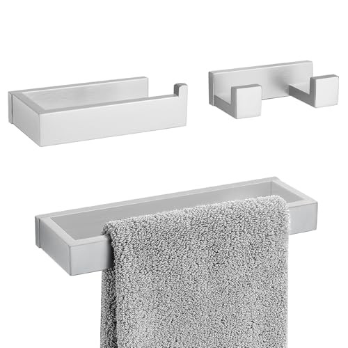 Brushed Nickel Bathroom Accessories, Toilet Paper Holder, Towel Bar & Hook | Lairuier 3 Pieces Bathroom Hardware Set, SUS304 Stainless Steel Towel Holder Set Toilet Paper Holder Robe Hook Wall Mounted - color: Brushed Nickel