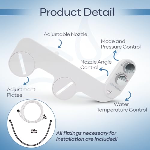 Warm Water Bidet Attachment for Toilet – Non-Electric Hot & Cold Bidet Add-On with Self-Cleaning Nozzle, Adjustable Angle, and Feminine Wash – Ultra-Slim Design