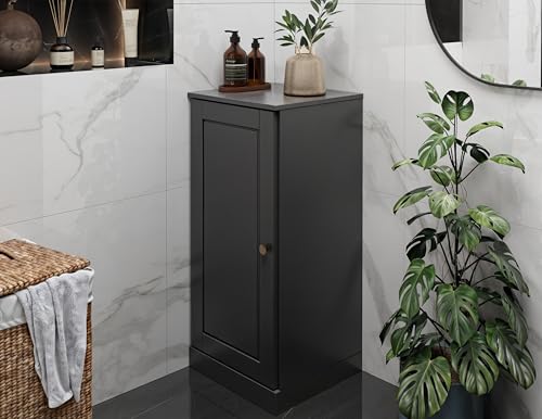 100% Solid Wood Bathroom Cabinet, Wood Door, Black, 16.5" w x 35.75" h x 15.5" d, Renewable Eco-Friendly Wood, Made in Brazil - color: Black, style: Raised Panel Door
