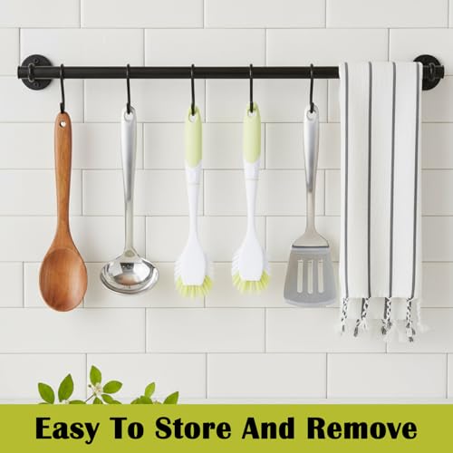16 Pcs Yellow Kitchen Scrub Dish Brush Bulk with 11.8 Inch Handle Cleaning Dish Scrubber with Stiff Bristles Washing Scrub Brushes for Housekeeping for Pots and Pans, Kitchen Sink