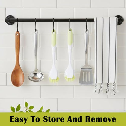 16 Pcs Yellow Kitchen Scrub Dish Brush Bulk with 11.8 Inch Handle Cleaning Dish Scrubber with Stiff Bristles Washing Scrub Brushes for Housekeeping for Pots and Pans, Kitchen Sink