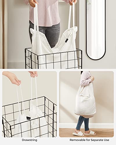 SONGMICS Laundry Hamper, 23.8 Gal. (90L) Laundry Basket, Collapsible Clothes Hamper, Black and White ULCB190W01 - color: Cream White, size: 90 L
