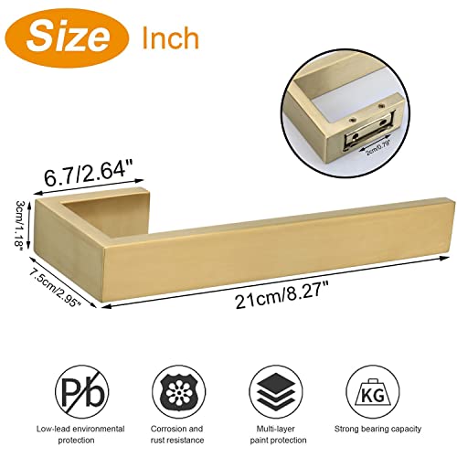 TocTen Hand Towel Holder/Towel Ring - Thicken SUS304 Stainless Steel Bathroom Hand Towel Hanger, 9 Inch Heavy Duty Wall Mounted Towel Rack, Square Hand Towel Bar for Bathroom Hardware (Gold, 9 in) - color: Gold, size: 9 In-Rectangular