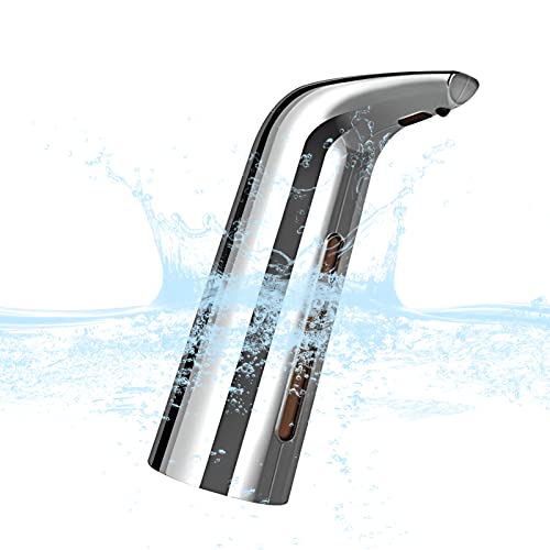 400 mL Silver Battery Powered Motion Sensor Soap Dispenser | Sensitive Automatic Induction Pump Transparent Liquid Window IPX6 Waterproof for Home And Commercial Space Use - color: Silver