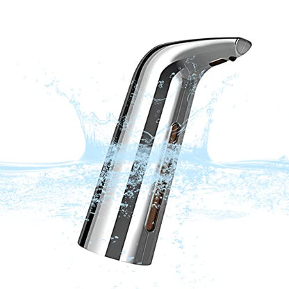 400 mL Silver Battery Powered Motion Sensor Soap Dispenser | Sensitive Automatic Induction Pump Transparent Liquid Window IPX6 Waterproof for Home And Commercial Space Use - color: Silver