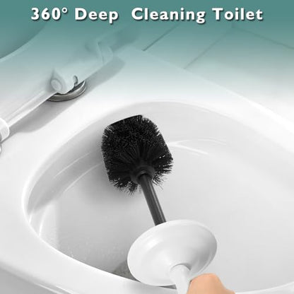 White Toilet Brush and Holder Set，Toilet Bowl Brush and Holder | Heavy Duty Toilet Brush for Bathroom, Stainless Steel Toilet Cleaner Brush,Deep Cleaning,Space Saving,Covered Brush - color: White