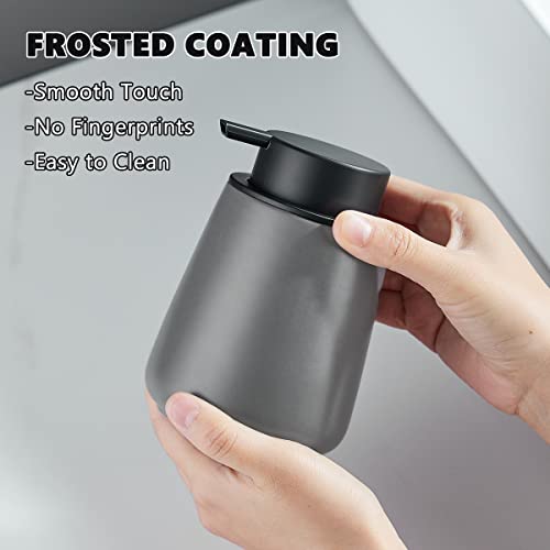 12Oz Hand Soap Dispenser - 2 Pack Ceramic Foam Soap Dispenser Set | Foaming Dispenser with Easy-to-Press Pump, Reusable and Refillable Mordern Dish Soap Dispenser for Bathroom & Kitchen, Grey - color: Grey Foaming Dispenser