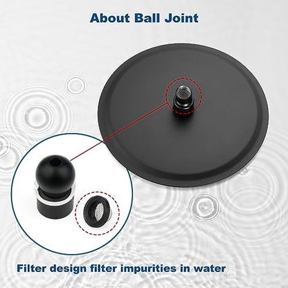 Midanya Round Rain Shower Head,High Pressure,Matte Black 6 Inch | 360°Swivel,Ceiling or Wall Mount,Waterfall Full Body Coverage,Bathroom Remodel,Stainless Steel Large Rainfall Shower Head - color: Black, size: 6 Inch