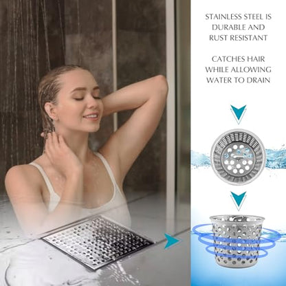 Shower Drain Strainer for Oatey Designline Shower Drain, Linear and Square with Shower Drain Key for Drain Grate Removal, Stainless Steel - color: Stainless Steel