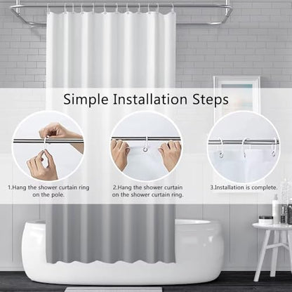 Ombre Light Grey Stall RV Shower Curtain with Hooks 36x72inches | Machine Washable Waterproof, Modern Solid Boho Gradient, Bathroom Dorm Hotel Room Divider, Easy to Install, Window Curtain - color: Light Grey, size: 36"W x 72"L (Pack of 1)