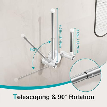Towel Holder with Suction Cup & Double Aluminum Rod,Adjustable Length Angle Towel Rack,Sturdy and Reusable Wall Mounted Towel Bar for Bathroom,Kitchen,Porch -Double Rods（1 Pack） - size: Double- Rods