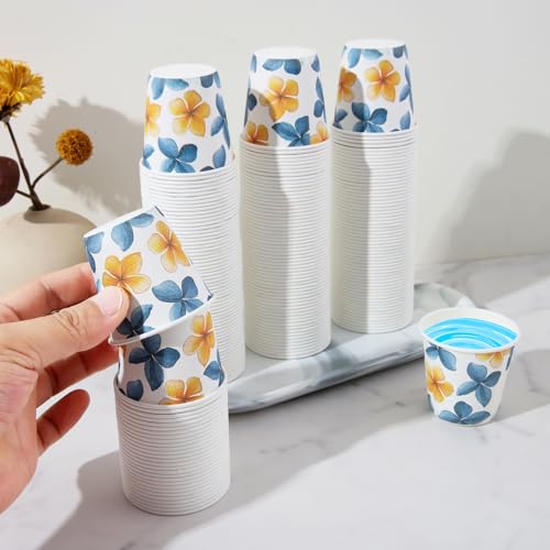 Tamone 600 Pack 3 oz Bathroom Cups, Small Paper Cups Flower Design, Mouthwash Cups, Disposable Paper Cups,3oz Paper Cups for Party, Picnic, BBQ, Travel, Home and Event - color: Blue