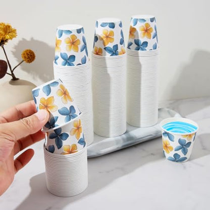 Tamone 600 Pack 3 oz Bathroom Cups, Small Paper Cups Flower Design, Mouthwash Cups, Disposable Paper Cups,3oz Paper Cups for Party, Picnic, BBQ, Travel, Home and Event - color: Blue