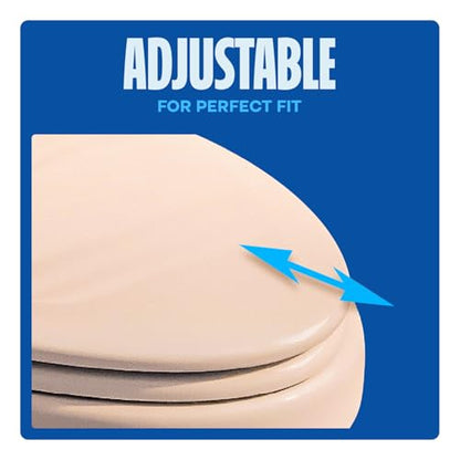 HIGHCRAFT Premium Round Toilet Seat with Slow-Close Design & Adjustable Hinges - Molded Wood Toilet Seat - Fits Standard Round Toilets - Round Seat in Bone/Beige - color: Bone, size: Round