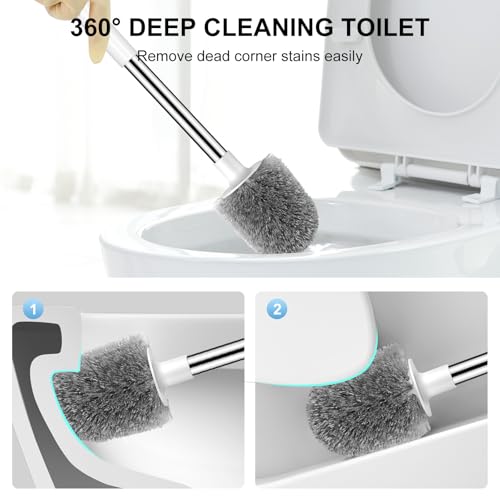 SetSail Toilet Brush, Self Closing Lid Toilet Bowl Brushes Holder and Extra Long Handle Ventilated Toilet Brush Set for Bathroom Cleaning, Nylon Bristles, Pure White - color: Pure White, size: 1 pack