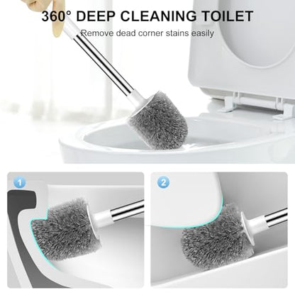 SetSail Toilet Brush, Self Closing Lid Toilet Bowl Brushes Holder and Extra Long Handle Ventilated Toilet Brush Set for Bathroom Cleaning, Nylon Bristles, Pure White - color: Pure White, size: 1 pack