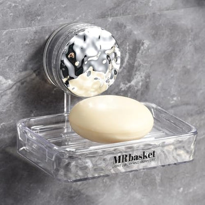 Soap Dish Holder Suction Cup, Wall Mounted Self Draining Soap Case & Sponge Rack, No Drilling Suction Bar Soap Holder for Bathroom, Kitchen Sink - style: Soap size, 1 piece