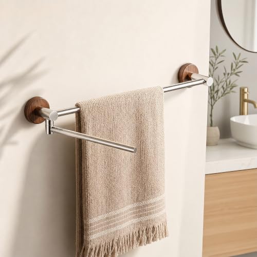Bathroom Towel Bars, 23-Inch Rustproof SUS304 Stainless Steel Towel Racks, 2-Arm 180° Rotating Wall-Mount Drying Bar for Bathroom & Kitchen, Space-Saving(1 BAR,60cm/23.6in) - color: 1 Bar, size: 60cm/23.6in