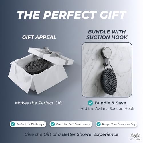 Avilana Premium Silicone Body Scrubber - Trusted Since 2017 - SGS Certified Food Grade Dual Sided Bath Brush, Quick-Dry Exfoliating Loofah Alternative, Massage Brush Sensitive Skin Women Men - color: Blue, size: Massage