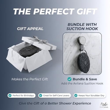 Avilana Premium Silicone Body Scrubber -Trusted Since 2017 - SGS Certified Food Grade Dual Sided Bath Brush, Quick-Dry Exfoliating Loofah Alternative, Massage Brush Sensitive Skin Women Men - color: Marbled, size: Massage