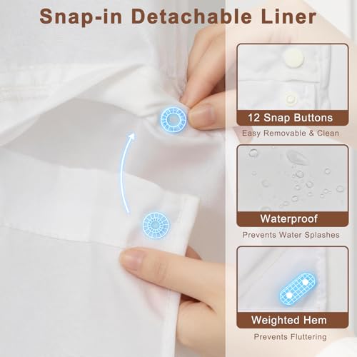 No Hook Shower Curtain with Snap in Liner, Double Layer Waterproof Bathroom Shower Curtain with Mesh Top Window and Weighted Hem, Machine Washable Farmhouse Floral Bath Curtain, 71" W x 74" L - color: Pastel Watercolor Floral