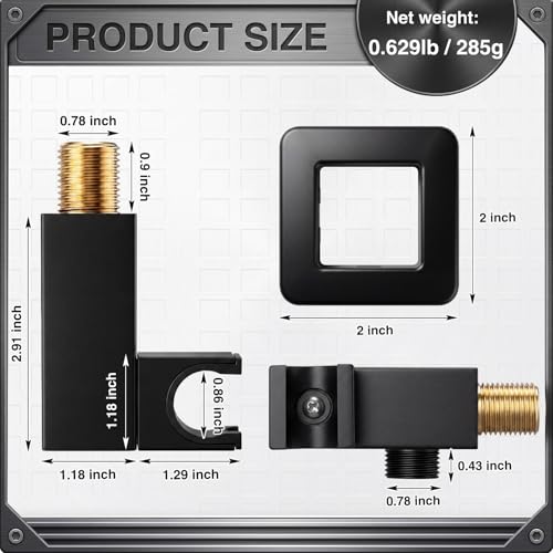 Shower Head Holder, Brass Handheld Showerhead Holder Bathroom Fixtures Wall Mounted Supply Elbow with Adjustable Shower Wand Bracket(Matte Black) - color: Matte Black
