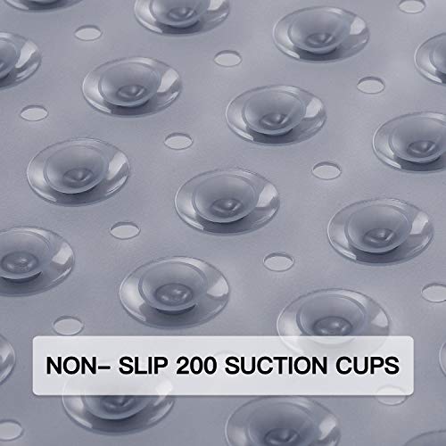 YINENN Bath and Shower Safety Mats 40x16 inch, Non Slip with Suction Cups for Bathroom Stall and Tub Floor, Extra Large and Machine Washable, Drain Holes Keep Bathtub Clean, Clear Gray - color: Clear Gray