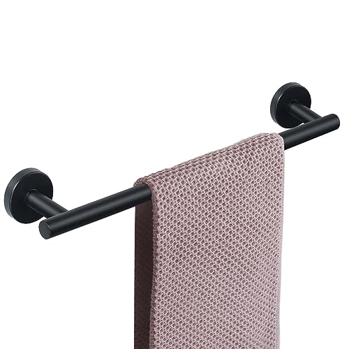 NearMoon Bath Towel Bar, Thicken Stainless Steel Shower Towel Rack Holder Wall Mounted for Bathroom,18-lnch Overall Length-16-lnch Usable Hanging Space (1 Pack, Matte Black) - color: Matte Black, size: 18 Inch