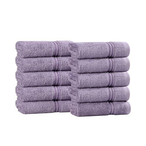 Superior Egyptian Cotton 10-Piece Face Towel Set , Small Towels For Facial, Spa, Quick Dry, Absorbent Towels, Bathroom Accessories, Guest Bath, Home Essentials, Washcloth, Airbnb, Royal Purple - color: Royal Purple, size: Washcloth (10-Pack)