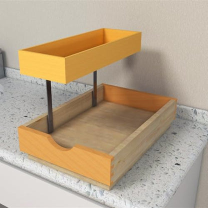 2-Tier Pull Out Drawer Organizer, Sliding Shelf Storage for Kitchen, Bathroom, Under Sink Cabinet (12" Width) - size: 12''W*18''D-B
