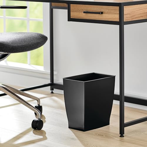 iDesign Small Plastic Bathroom Trash Can, Slim Rectangle, 2-Pack, Black | Garbage Bin for Bedroom, Office, Dorm - color: Black, style: Pack of 2