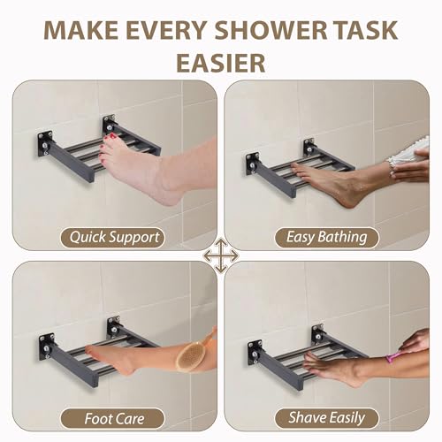 Shower Foot Rest and Shaving Pedestal - Wall Mount Folding Shower Ledge/Elevate Foot for Comfort/Safely Shave Legs and Wash Feet/Supports 200 lbs/ 304 Stainless/Oil Rubbed Bronze/ 9”x 8” - color: Oil Rubbed Bronze
