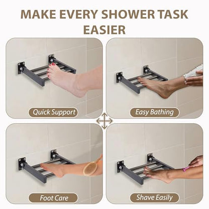Shower Foot Rest and Shaving Pedestal - Wall Mount Folding Shower Ledge/Elevate Foot for Comfort/Safely Shave Legs and Wash Feet/Supports 200 lbs/ 304 Stainless/Oil Rubbed Bronze/ 9”x 8” - color: Oil Rubbed Bronze