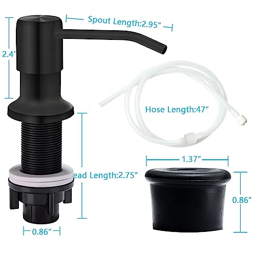 Soap Dispenser for Kitchen Sink, Countertop Soap Dispenser Pump, 47" Silicone Extension Tube Connect to The Soap Bottle Directly, Say Goodbye to Frequent Refills (Black) - color: Black