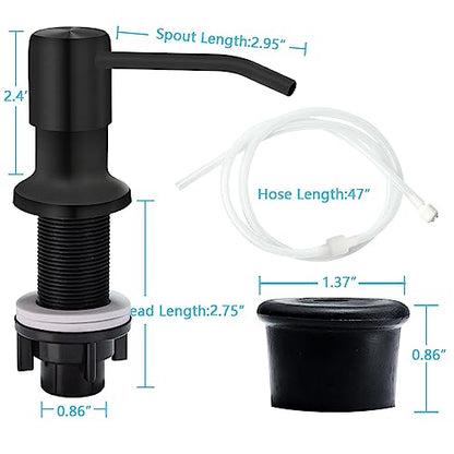 Soap Dispenser for Kitchen Sink, Countertop Soap Dispenser Pump, 47" Silicone Extension Tube Connect to The Soap Bottle Directly, Say Goodbye to Frequent Refills (Black) - color: Black