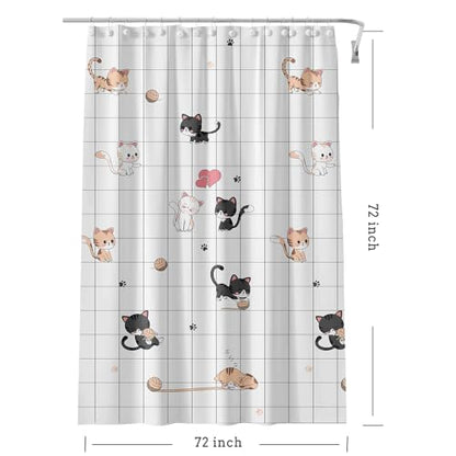 TIKABC Shower Curtain Liner, 4G PEVA Shower Liner, Plastic Waterproof Shower Curtains, with Grommet Holes and 3 Magnetic Weights(Little Cat) - color: Little Cat